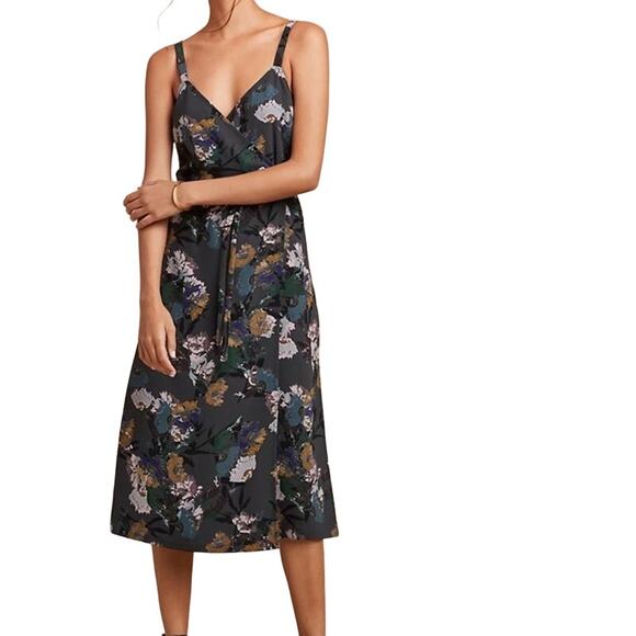 Aritzia Wilfred Floral Sleeveless V-neck Wrap Midi Dress Size XS - Picture 1 of 12